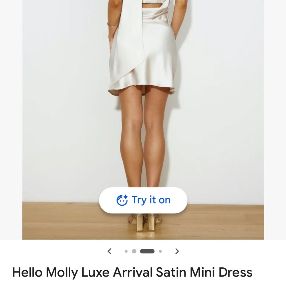 Hello Molly Satin Ivory Back-Drape Mini Dress
